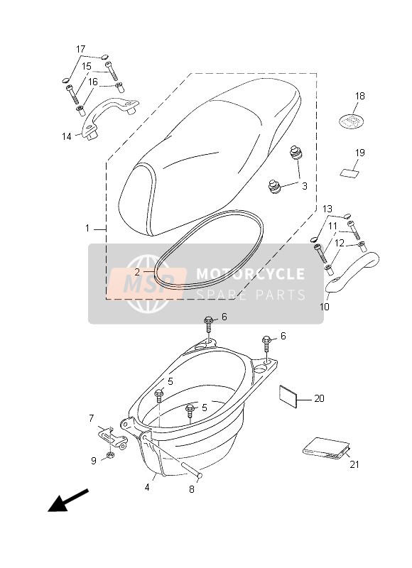 Yamaha YN50FU 2015 Zadel voor een 2015 Yamaha YN50FU